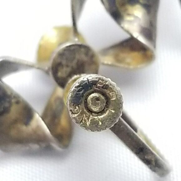 Vintage Sterling Silver Blue Rhinestone Bow Shape Clip On Screw Back Earrings - Picture 4 of 7